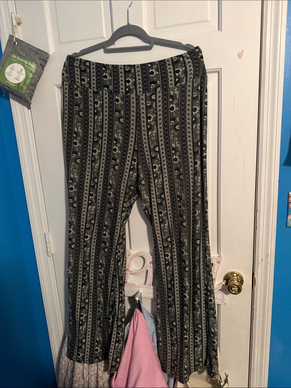 No Boundaries Black & Gray Patterned Flare Pants
